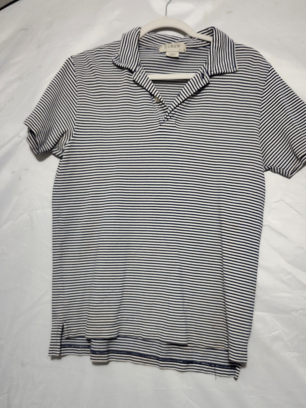 J. Crew Womens Navy and White Striped Polo Shirt